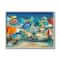 Stupell Industries Colorful Beach Umbrella Landscape Nautical Deep Blue Framed Wall Art